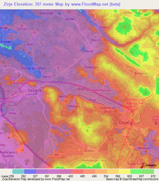 Zirje,Slovenia Elevation Map