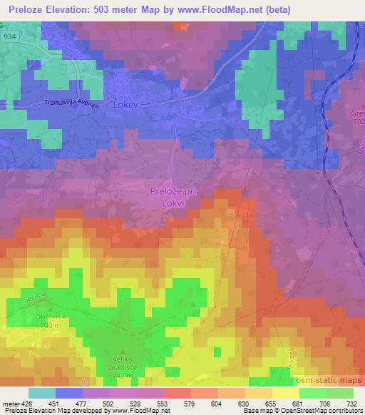 Preloze,Slovenia Elevation Map