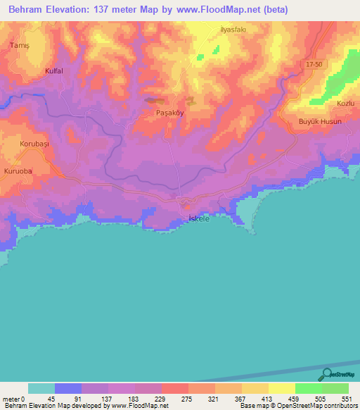 Behram,Turkey Elevation Map