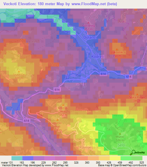 Veckoti,Slovenia Elevation Map