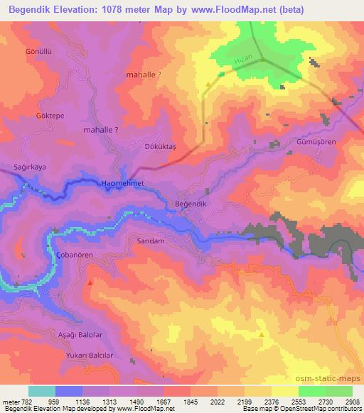 Begendik,Turkey Elevation Map