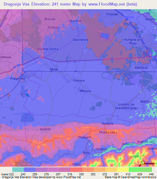 Dragonja Vas,Slovenia Elevation Map