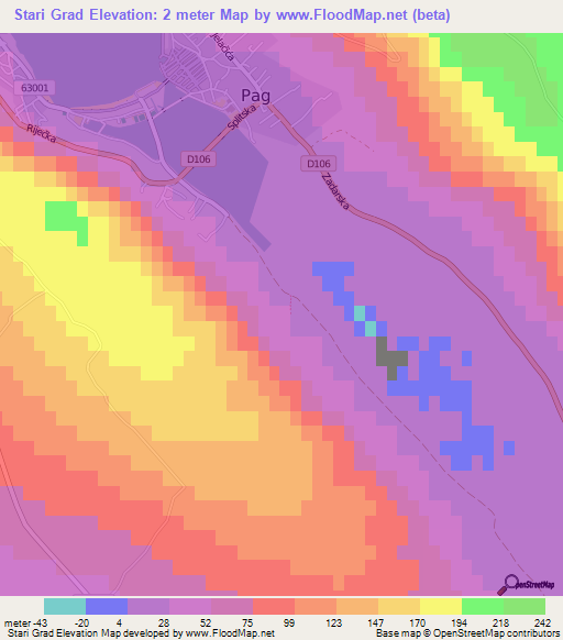 Stari Grad,Croatia Elevation Map