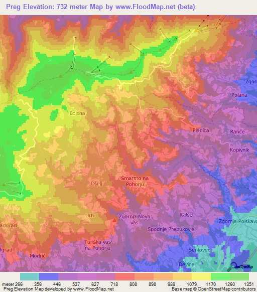 Preg,Slovenia Elevation Map