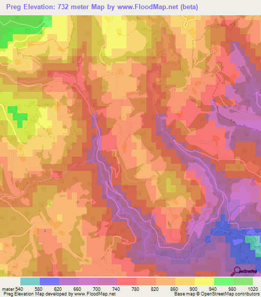 Preg,Slovenia Elevation Map