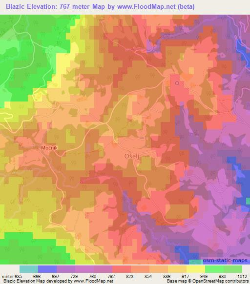 Blazic,Slovenia Elevation Map