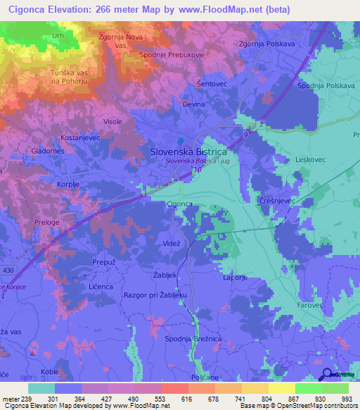 Cigonca,Slovenia Elevation Map
