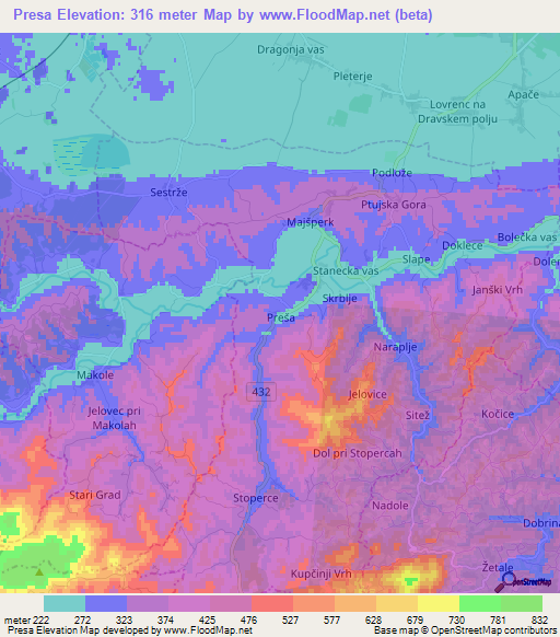 Presa,Slovenia Elevation Map