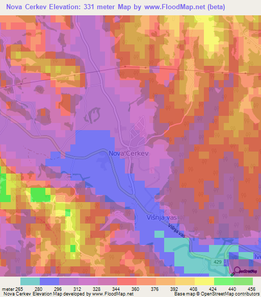 Nova Cerkev,Slovenia Elevation Map