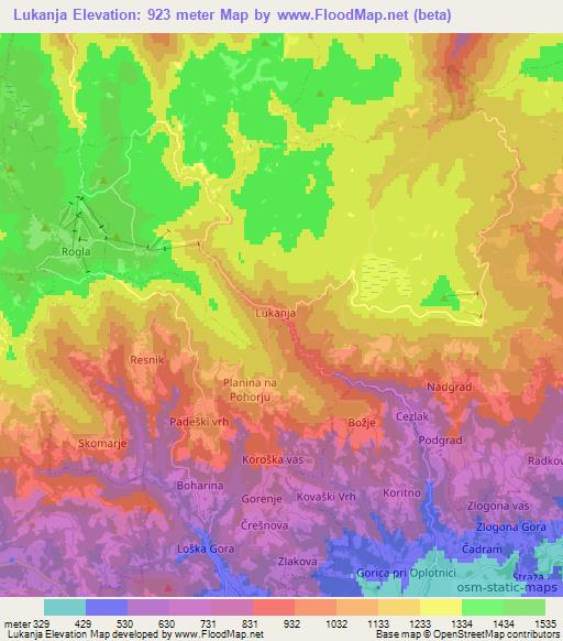 Lukanja,Slovenia Elevation Map