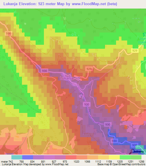 Lukanja,Slovenia Elevation Map