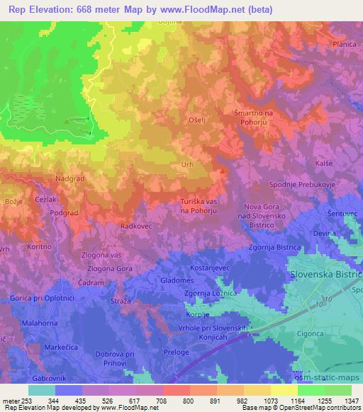 Rep,Slovenia Elevation Map