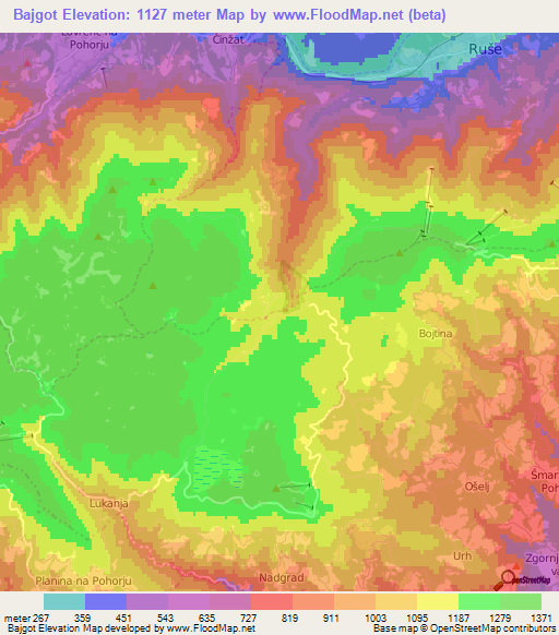 Bajgot,Slovenia Elevation Map