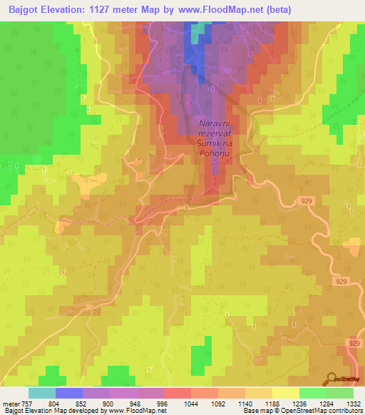 Bajgot,Slovenia Elevation Map