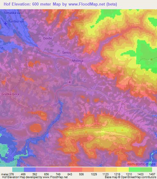 Hof,Slovenia Elevation Map