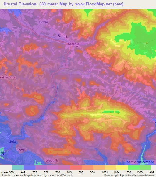 Hrustel,Slovenia Elevation Map