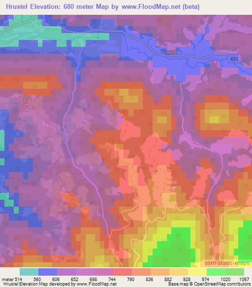 Hrustel,Slovenia Elevation Map