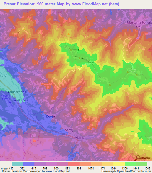 Bresar,Slovenia Elevation Map