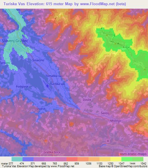 Turiska Vas,Slovenia Elevation Map