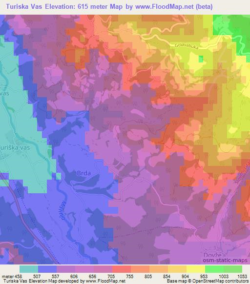 Turiska Vas,Slovenia Elevation Map