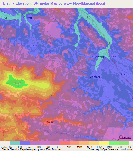 Blatnik,Slovenia Elevation Map