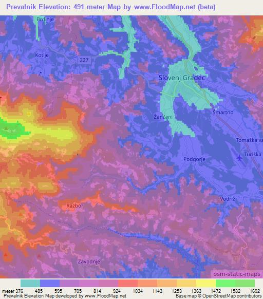 Prevalnik,Slovenia Elevation Map