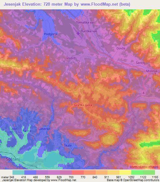 Jesenjak,Slovenia Elevation Map