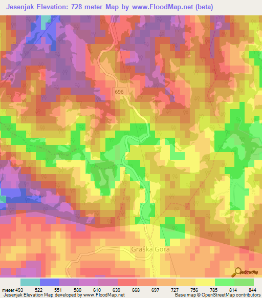 Jesenjak,Slovenia Elevation Map