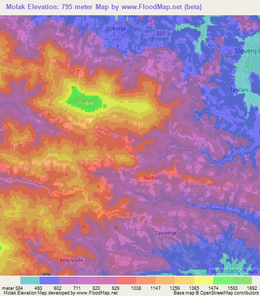 Molak,Slovenia Elevation Map