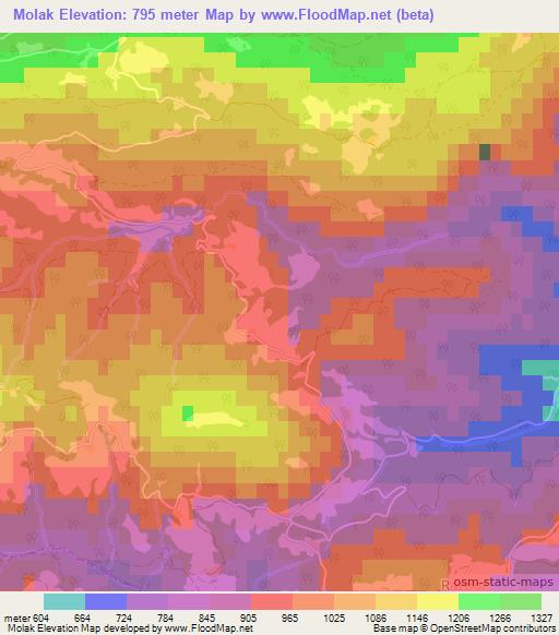 Molak,Slovenia Elevation Map