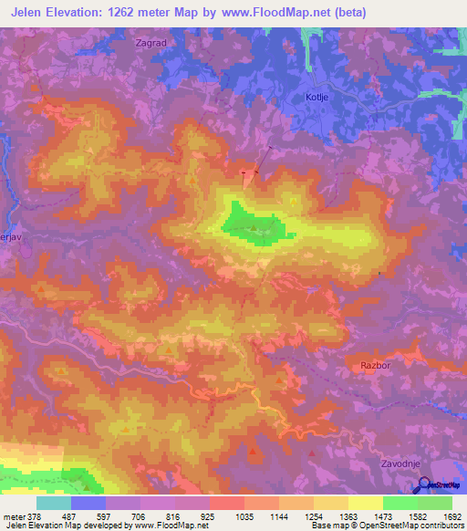 Jelen,Slovenia Elevation Map