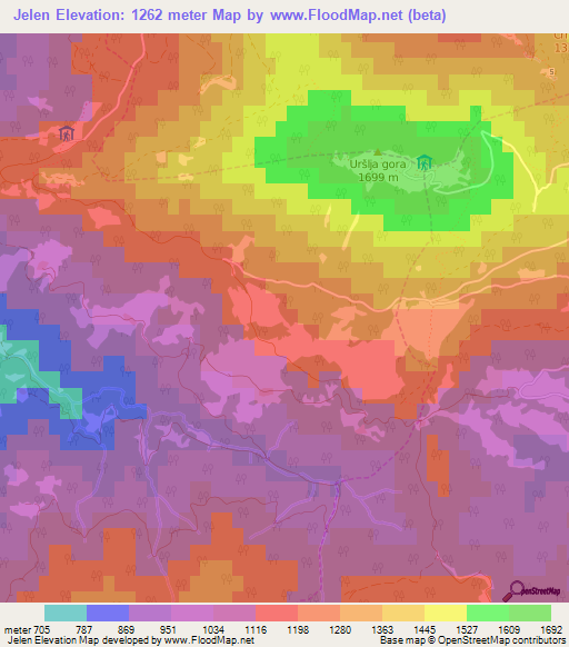 Jelen,Slovenia Elevation Map