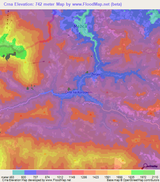 Crna,Slovenia Elevation Map