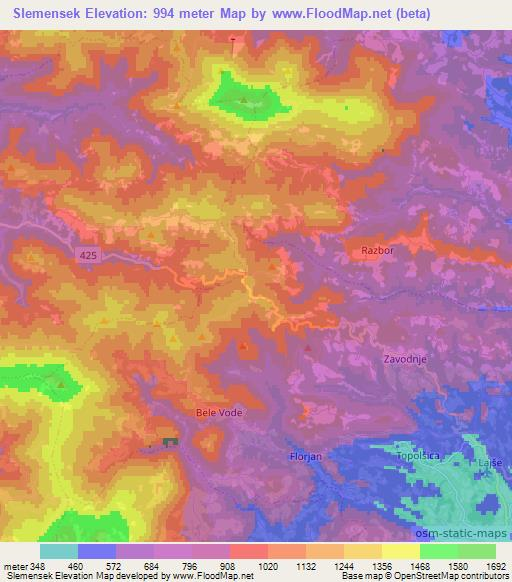 Slemensek,Slovenia Elevation Map