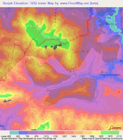 Burjak,Slovenia Elevation Map