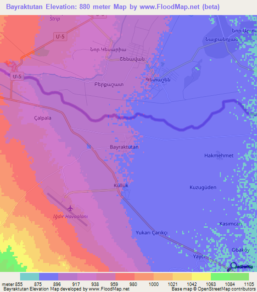 Bayraktutan,Turkey Elevation Map