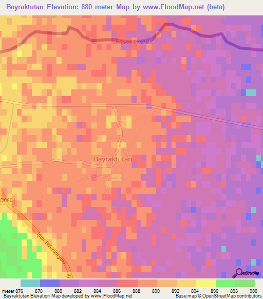 Bayraktutan,Turkey Elevation Map