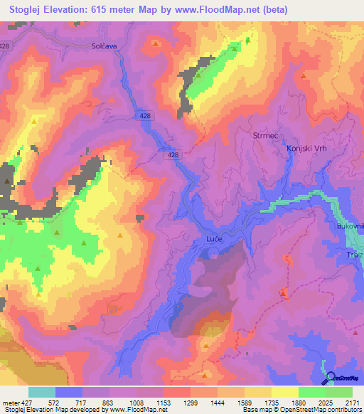 Stoglej,Slovenia Elevation Map