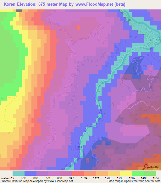 Koren,Slovenia Elevation Map