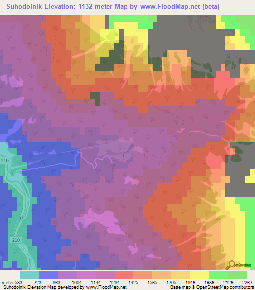 Suhodolnik,Slovenia Elevation Map