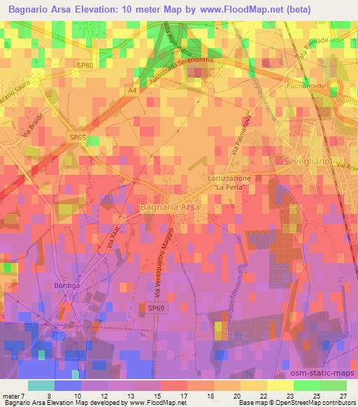 Bagnario Arsa,Italy Elevation Map