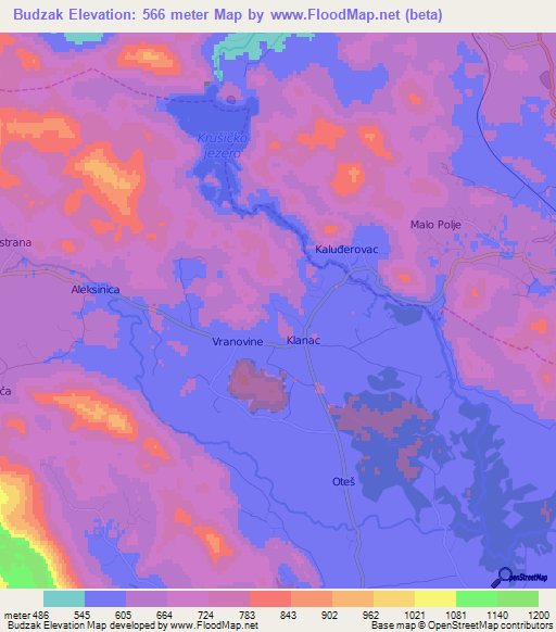 Budzak,Croatia Elevation Map