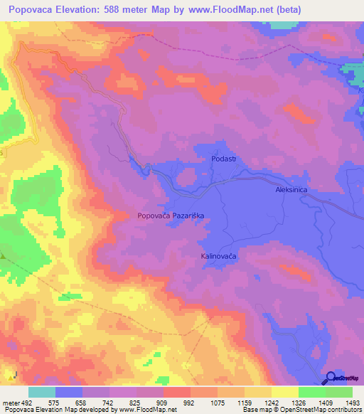 Popovaca,Croatia Elevation Map