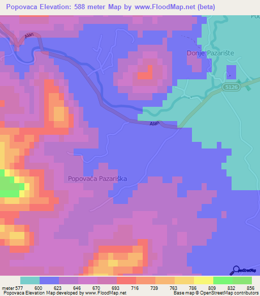 Popovaca,Croatia Elevation Map