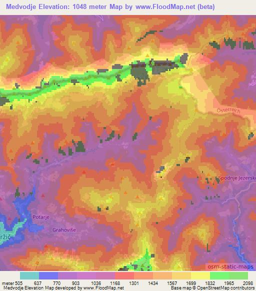 Medvodje,Slovenia Elevation Map