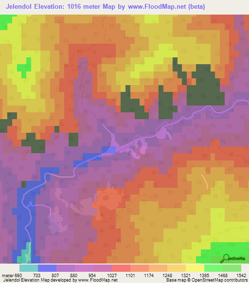 Jelendol,Slovenia Elevation Map