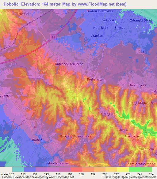 Hobolici,Croatia Elevation Map