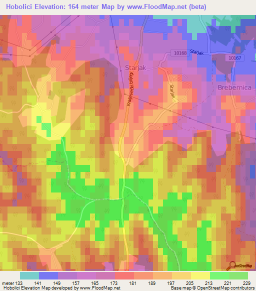 Hobolici,Croatia Elevation Map