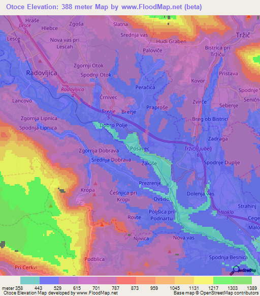 Otoce,Slovenia Elevation Map