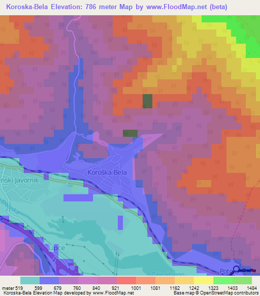 Koroska-Bela,Slovenia Elevation Map